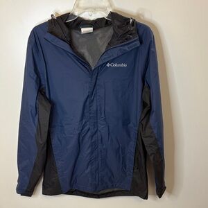 Columbia Raincoat. Hooded Navy and Charcoal Windbreaker, Rain jacket